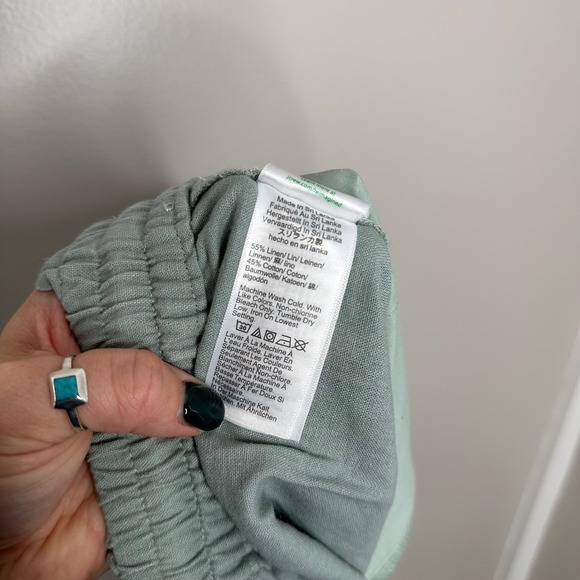 J. Crew Women's Green‎ Linen Blend Wide Leg Cropped Pants 14 Drawstring Waist - Picture 8 of 8